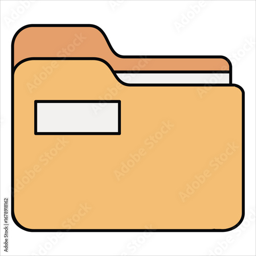 Vector illustration of a simple folder icon in flat design, symbolizing office storage, digital files, and organization.