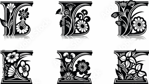 Elegant vintage floral letter designs add sophisticated beauty to any creative project