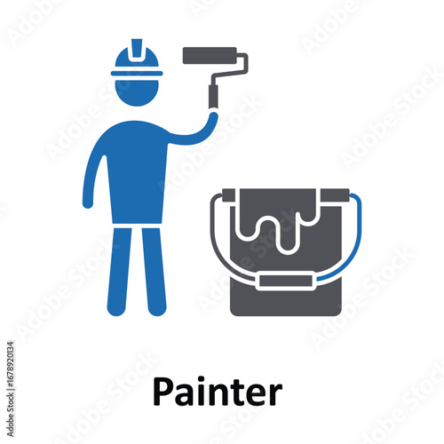 Painter  Worker Vector Icon which can easily modify or edit
