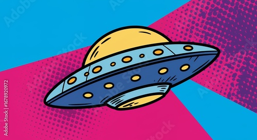 Retro flying saucer illustration graphic design