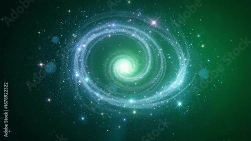 Vibrant spiral galaxy with glowing core and sparkling dust in deep space