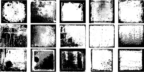 Black and white stencil brush set for urban design and grunge art projects