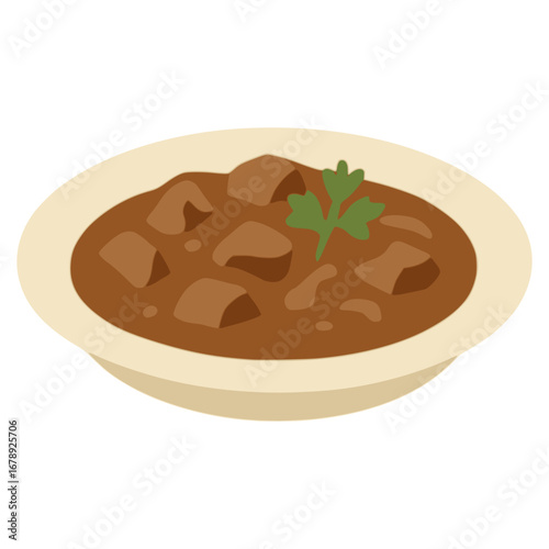 Beuschel traditional Austrian stew food flat color vector illustration template design