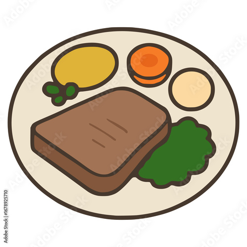 Tafelspitz dish beef Austrian food flat color vector illustration template design