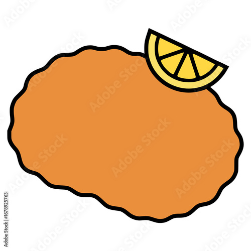 Wiener Schnitzel fried veal Austrian food flat color vector illustration template design
