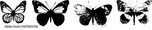 Black and white butterfly stencil collection for creative design