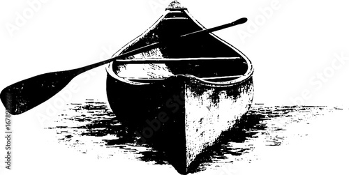 Black and white canoe stencil illustration set for vintage design and art projects