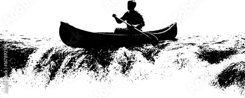 Canoe adventure stencil art – black and white collection for posters and designs