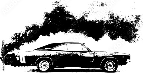 Classic car stencil art in black and white set for vintage design and urban decor