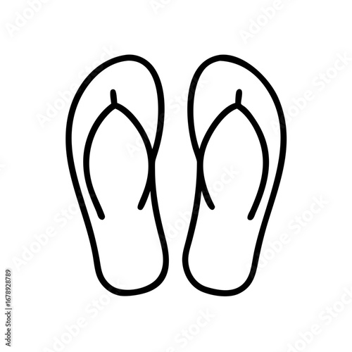 Black outline of flip-flops on a white background as icon  
