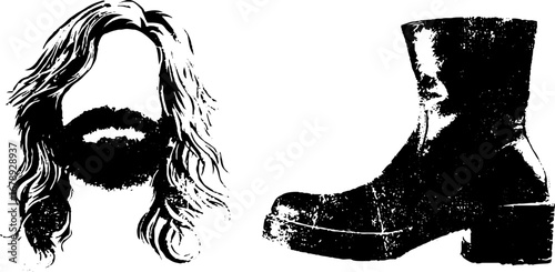 Cyber themed black and white stencil set for creative designs