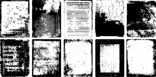 Black and white grunge stencil set for creative design projects
