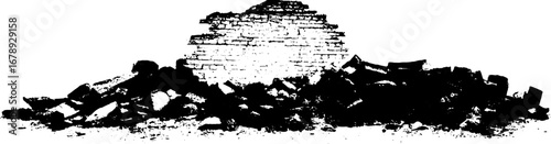 Urban ruins stencil artwork - black and white concept for poster design