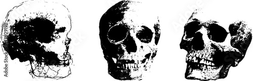 Black and white skull stencil set for halloween decoration and design