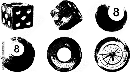 Black and white dice stencil art set for creative designs