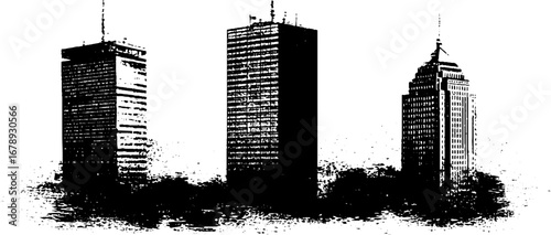 Urban skyline silhouette stencil art collection for design projects