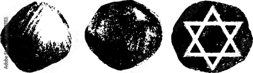 Abstract stencil collection of black and white patterns with star design