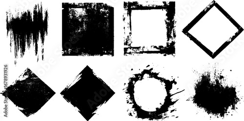 Black and white geometric stencil collection for creative design and art projects