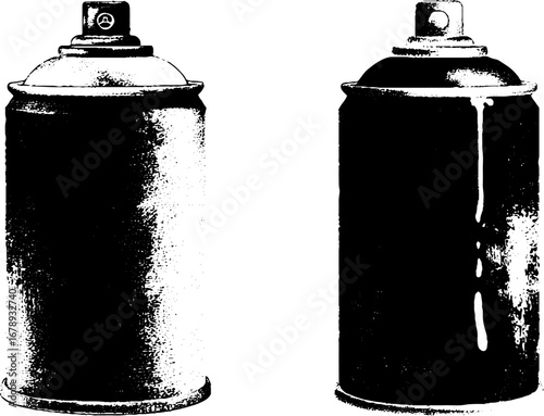 Black and white graffiti spray can set for urban design and art projects