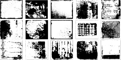 Black and white grunge stencil set for urban art designs