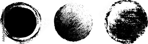 Abstract black and white circular halftone stencil set for artistic designs