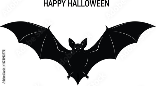 Spooky bat with spread wings, perfect for halloween themed designs and decorations