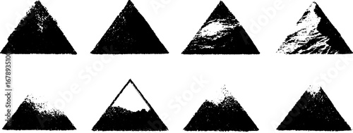 Geometric black and white kaleidoscope triangle stencil set for urban designs