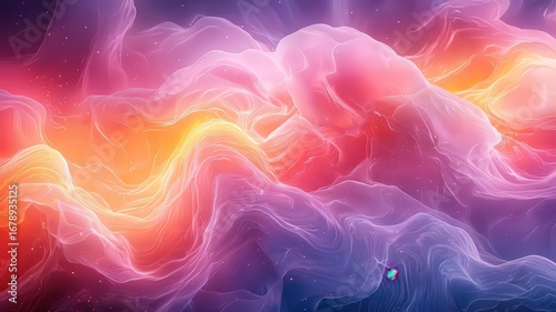 Vibrant abstract waves of ink and purple hues flowin gracefully, evoking a sene of tranquility and creatvity, perfect for modern dsign and artistic projects