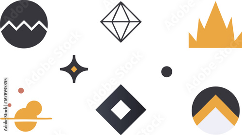 Minimalist geometric shapes vector bundle clean line art icons scalable abstract elements vector
