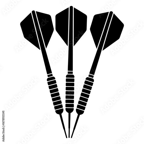 Three black darts isolated on white perfect for game night or sports-themed designs