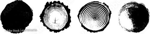 Monochrome tree rings stencil collection for design and decoration