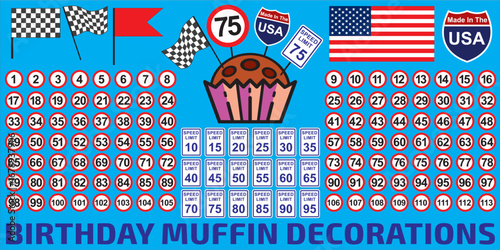 Birthday Muffin Decorations in the shape of traffic signs