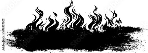 Abstract stencil black and white flames illustration set for urban art design