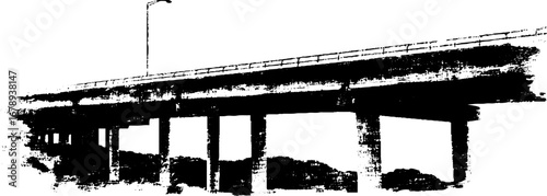 Urban overpass black and white stencil art for posters and prints