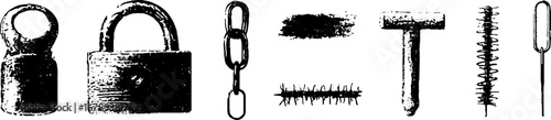 Black and white stencil set featuring mohawk-inspired designs for urban art