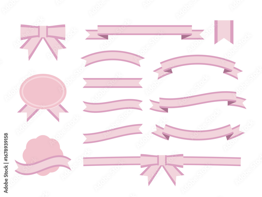 Obraz premium りぼん ピンク