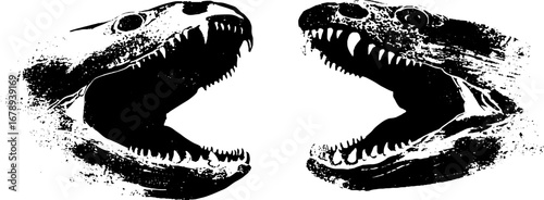 Black and white moray eel stencil illustration collection for artistic design