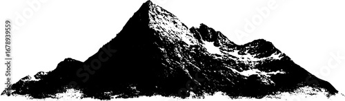 Black and white mountain stencil illustration set for design and decoration