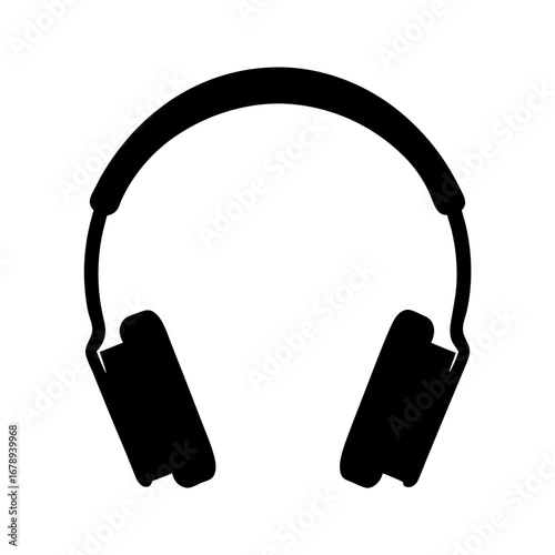 Black silhouette of overhead headphones, a perfect accessory for music lovers