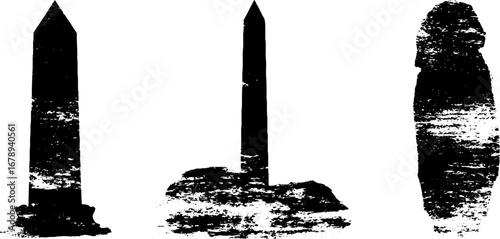 Black and white obelisk stencil collection for design projects