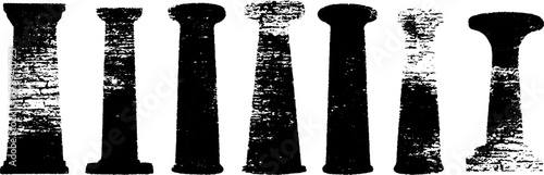 Vintage black and white obelisk stencil set for design projects