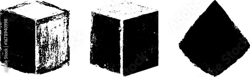 Grunge black and white stencil illustration set for optic design projects
