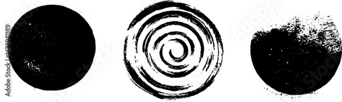 Abstract black and white circular ornamental stencil set for creative designs
