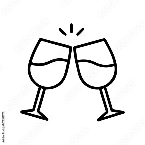 Two wine glasses clinking together celebrating a special occasion  