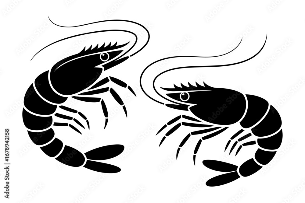 Obraz premium Silhouette of shrimp seafood prawns crustaceans