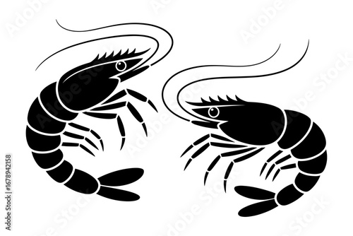 Silhouette  of  shrimp seafood prawns  crustaceans