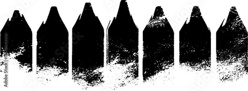 Black and white pencil silhouette set for design and art projects