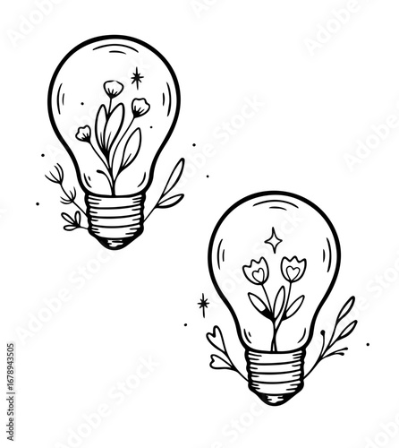 Eco-friendly ideas bloom with sustainable energy solutions, inspiring innovation and nature's growth