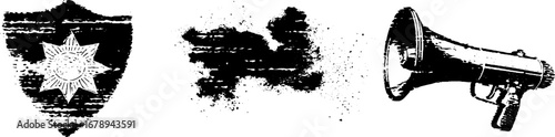 Black and white police-themed stencil collection for creative projects