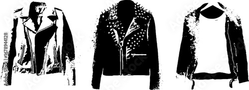 Black and white punk jacket stencil collection for urban design projects